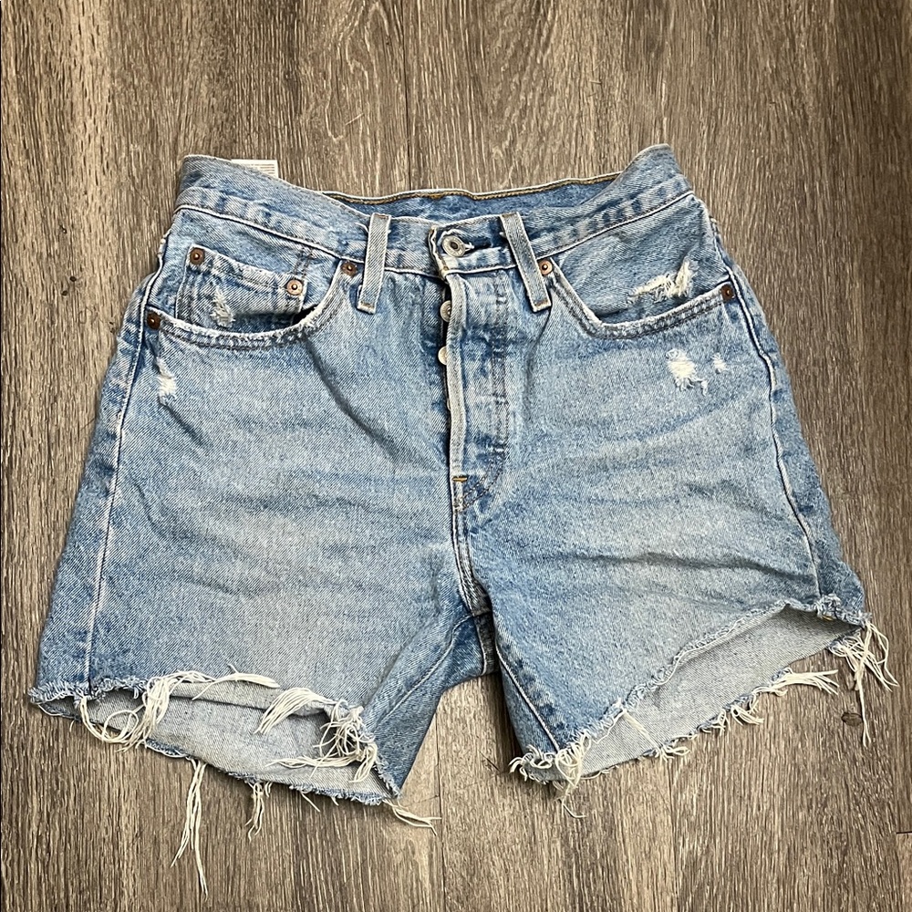 Levi's Light Blue Distressed Jean Shorts